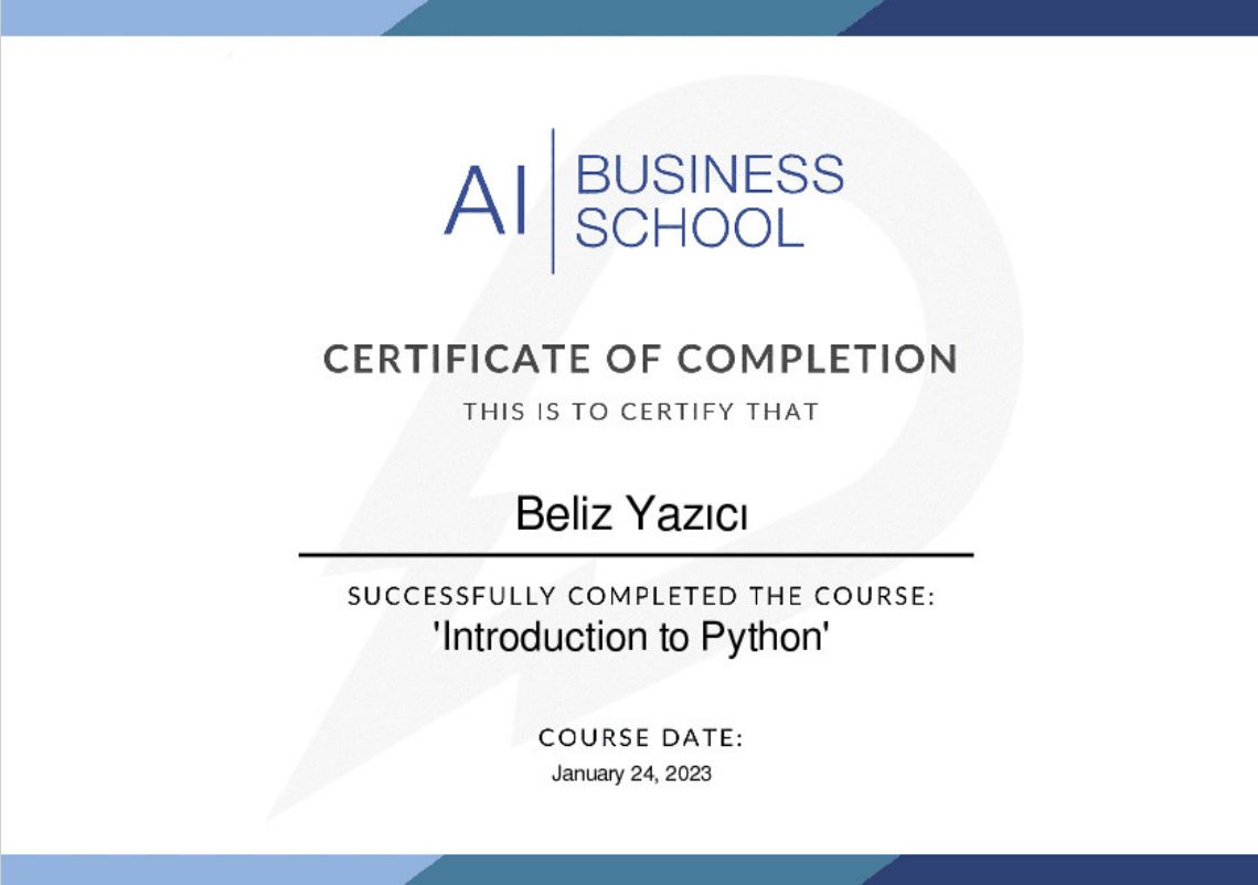 Intro Python Certificate